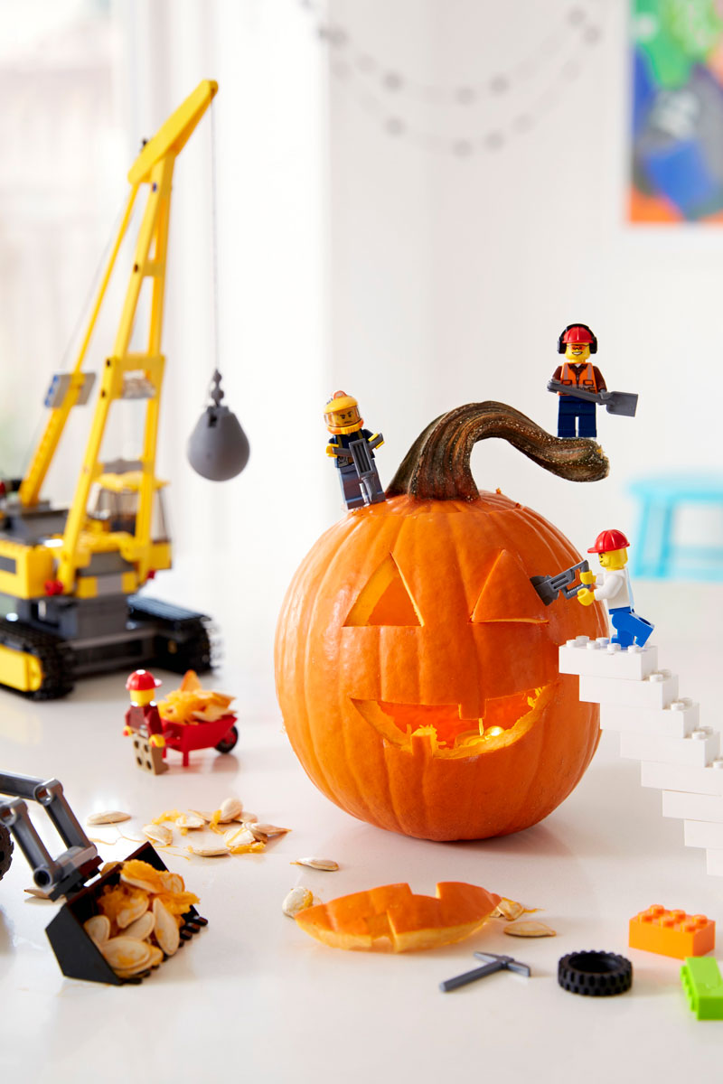 lego toy pumpkin diy craft for kids halloween